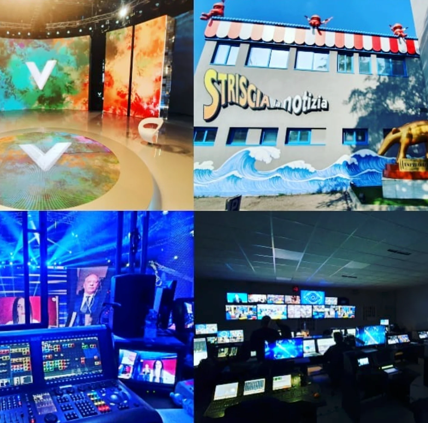 Immagini di studi e regie televisive presenti nel company profile Red Group